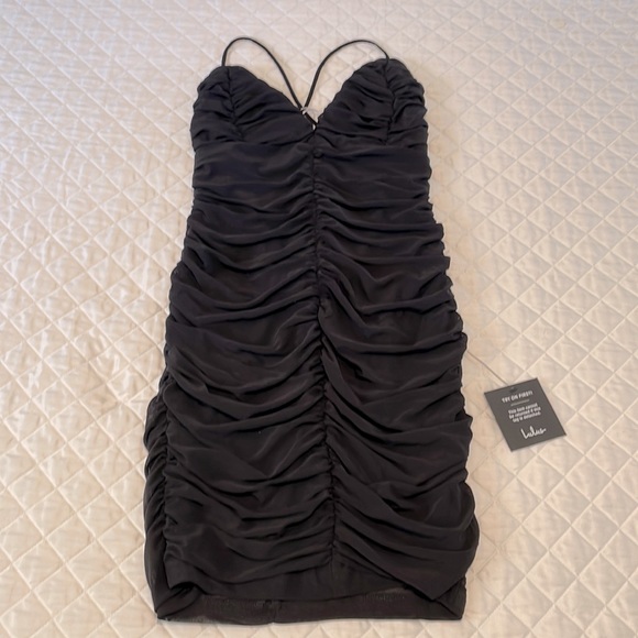 Lulus Flaunt it That Way Black Ruched Bodycon Mini Dress - Picture 6 of 9